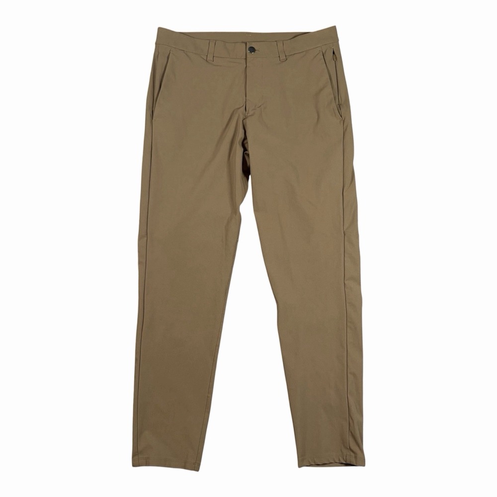 Lululemon Commission Slim Fit Chino Pant Mens 35x31 Khaki ABC Performance EUC